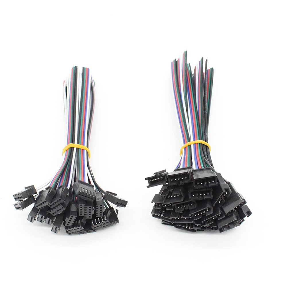 RGBZONE 20Pairs JST SM 5PIN Plug Male to Female EL Wire Cable Connector Adapter for 5050 RGBW RGBWW LED Strip Light