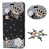 STENES Bling Case Compatible with iPhone 6S Plus Case - 3D Handmade Crystal Crown Flowers Sparkle Wallet Credit Card Slots Fold Stand Leather Cover - Gold view 1