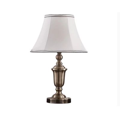 LIN XIAO HAO mayu Retro Desk Lamp E27 Minimalist Button Switch European Bedroom Bedside Metal Linen Lamp Cover Table Lamp Bronze Finish