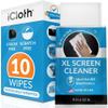 iCloth XL Screen Cleaning Wipes, Lint-Free and Streak-Free, Fast-Drying, Removes Dust, Fingerprints, and Smudges (10 XL Wipes) view 1
