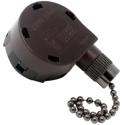 ZE-268S5 ZH 4 Speed 5 Wire Pull Chain Ceiling Fan Switch Replacement Repair Kit 4 Way 5 Position Rotary Motor Controller 6A 125VAC 3A 250VAC for Fans and Appliances - Black Nickel Finish