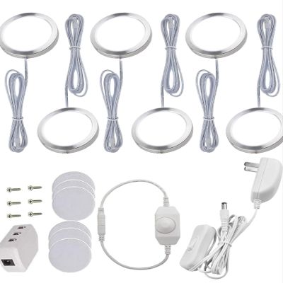 LED Puck Lights, Set of 6, White | Dimmable Under Cabinet Lighting, Led Under Counter Lighting for Kitchen Closet, Bookcase, Shelf, All Accessories Included (6Pack,White)