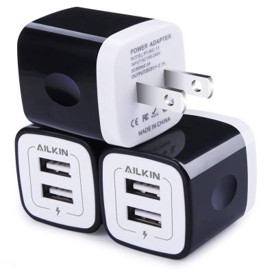 USB Wall Charger, Charger Adapter, 3Pack 2.1Amp Dual Port Fast Charging Box