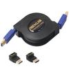Retractable HDMI Cable Super Speed 1 M/1.8M 3 in 1 3D + 90/270 Male to Female Adapter Converter (6ft(1.8M)) view 1