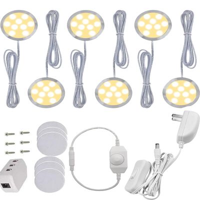 Cefrank Dimmable LED Puck Lights, 6-Pack Under Cabinet Lighting Warm White