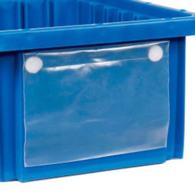 Quantum LBL5X8 Identification Label Holder for Warehouse Dividable Container Commercial Wire Shelving Basket | Fits DG91025, DG91035, DG92035 and DG93030 | 8"W x 5"H, Clear, Polyethylene (Pack of 6)