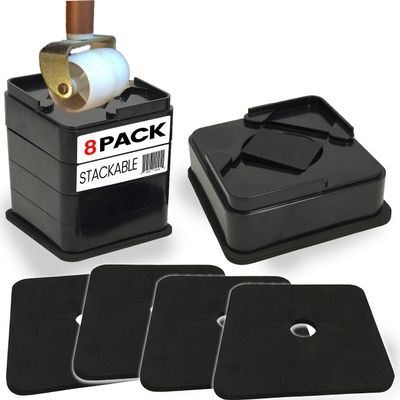 iPrimio Bed Risers 2" Lift, Heavy Duty, Stackable Square, Black, 8 Pack