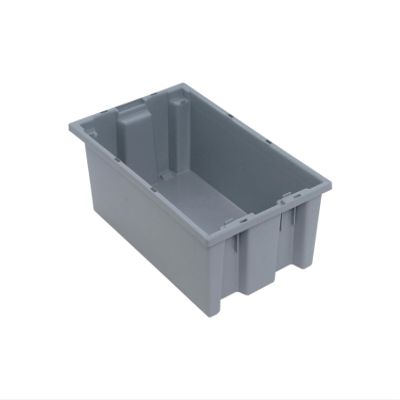 QUANTUM STORAGE SYSTEMS SNT180GY Genuine Stack and Nest Tote, Heavy-Duty Polypropylene Container for Warehouse, Shipping & Storage, 18" x 11" x 6", Gray, 6-Pack