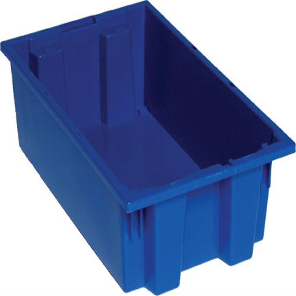 QUANTUM STORAGE SYSTEMS SNT180BL Genuine Stack and Nest Tote, Heavy-Duty Polypropylene Container for Warehouse, Shipping & Storage, 18" x 11" x 6", Blue, 6-Pack