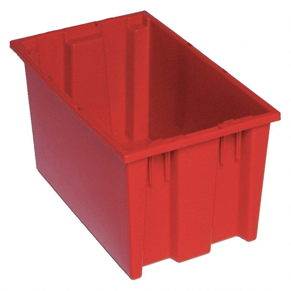 QUANTUM STORAGE SYSTEMS SNT185RD Genuine Stack and Nest Tote, Heavy-Duty Polypropylene Container for Warehouse, Shipping & Storage, 18" x 11" x 9", Red, 6-Pack
