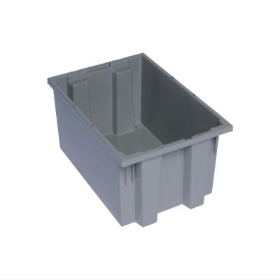 QUANTUM STORAGE SYSTEMS SNT200GY Genuine Stack and Nest Tote, Heavy-Duty Polypropylene Container for Warehouse, Shipping & Storage, 19-1/2" x 13-1/2" x 8", Gray, 6-Pack