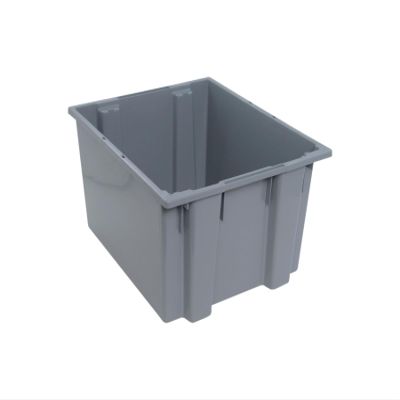 QUANTUM STORAGE SYSTEMS SNT230GY Genuine Stack and Nest Tote, Heavy-Duty Polypropylene Container for Warehouse, Shipping & Storage, 23-1/2" x 19-1/2" x 13", Gray, 3-Pack