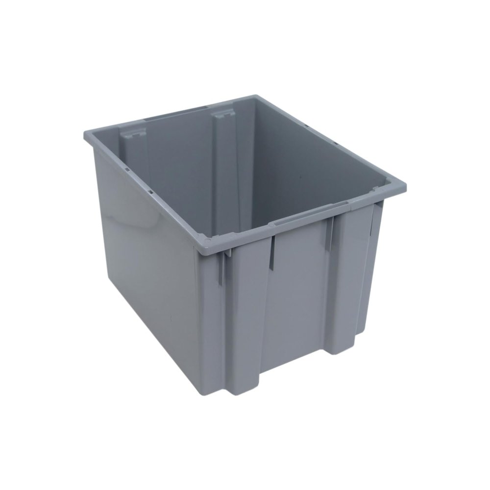 QUANTUM STORAGE SYSTEMS SNT230GY Genuine Stack and Nest Tote, Heavy-Duty Polypropylene Container for Warehouse, Shipping & Storage, 23-1/2" x 19-1/2" x 13", Gray, 3-Pack