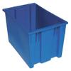 QUANTUM STORAGE SYSTEMS SNT300BL Genuine Stack and Nest Tote, Heavy-Duty Polypropylene Container for Warehouse, Shipping & Storage, 29-1/2" x 19-1/2" x 15", Blue, 3-Pack view 1