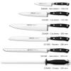 Arcos Forged Block Knife 6 piece Nitrum Stainless Steel. 4055 gr. Multi-use Cooking Knife for Cutting Meat and Vegetables. Ergonomic Polyoxymethylene POM Handle. Series Riviera. Color Black. view 3
