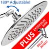 AquaSpa 9-inch Round Rain Shower Head (180 degrees Adjustable) PLUS HotelSpa 11 Inch Solid Brass Height/Angle Adjustable Extension Arm view 2