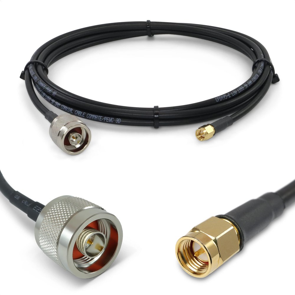Proxicast 10 ft SMA Male to N Male Premium 195 Series Low-Loss Coax Cable (50 Ohm) for 4G LTE, 5G Modems/Routers, Ham, ADS-B, GPS to Antenna or Surge Arrester Use (Not for TV or WiFi) (ANT-140-020-10)