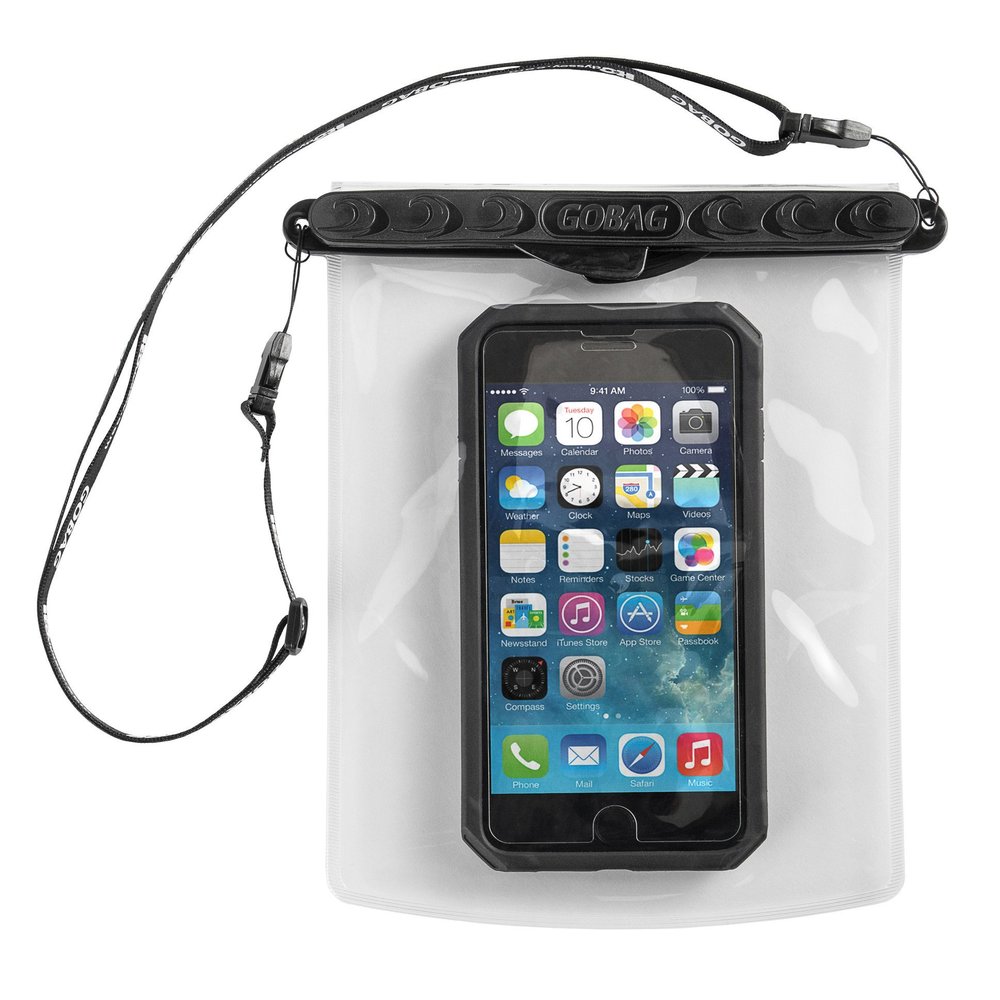 Go Bag Mako Dry Bag #1 Secure Air Tight Self-Sealing Magnetic Waterproof Case to 100 ft. Hermetic Seal Cell Phone Touchscreen Sensitive 7.5" x 5.75" Fits iPhone 6,7 8 + Plus, Samsung Galaxy Edge, Note