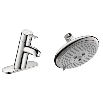 hansgrohe 04442000 Focus S Single Hole Faucet And Raindance E 120 3 Jet Showerhead Set, Chrome
