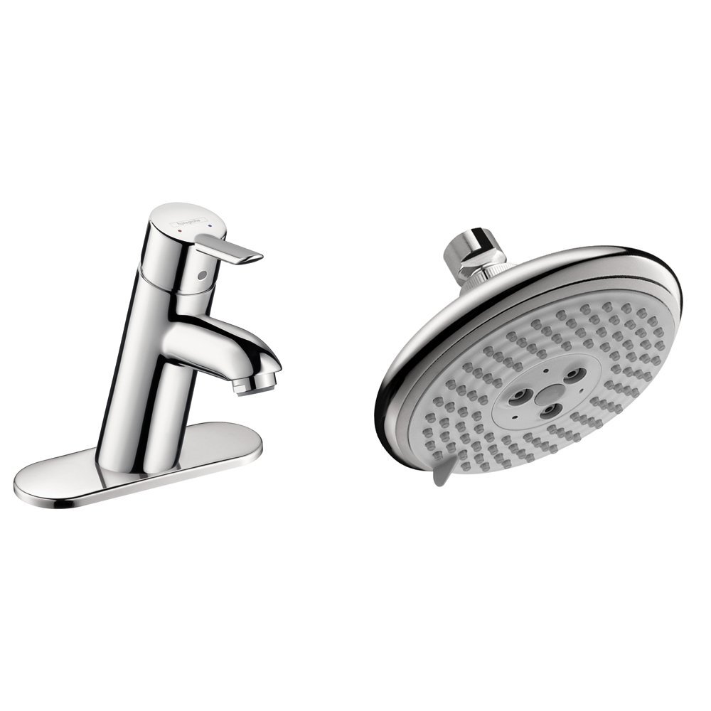 hansgrohe 04442000 Focus S Single Hole Faucet And Raindance E 120 3 Jet Showerhead Set, Chrome