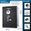 Barska Biometric Fingerprint Safe Quick Access Security Safe with 2.5-Second Keyless Entry, Solid Steel Construction & Backup Key for Home, Office & Valuables Storage - biometric safe medium safe view 3