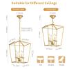 ANJIADENGSHI Vintage Lantern Pendant Light 4 Light Lantern Chandelier Farmhouse Gold Pendant Light for Kitchen Island Entryway Dining Room Hallway Bar Cafe(Bulbs Not Included) view 2