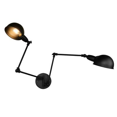 ATC Black Retro Adjustable Wall Lighting Industrial Style Wrought Iron Long Arm Pole Wall Lamp Swing Arm Wall Mount Light Sconces (2 Sets)