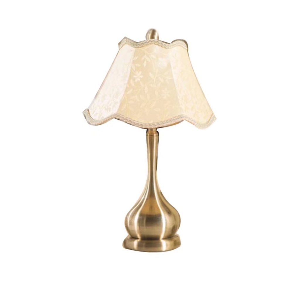 LIN XIAO HAO mayu Retro Table Lamp E27 with Plug in Button Switch Bronze Metal Cloth Lamp Cover Bedroom Bedside Creative Desk Lamp