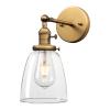 PERMO Industrial Vintage Sconce with Oval Cone Clear Glass Shade 1 Light Single Sconce Wall Light for Living Room Bedroom (Antique Gold) view 1