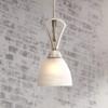 Possini Euro Design Milbury Satin Nickel Silver Mini Pendant Light 6" Wide Modern White Alabaster Glass Shade Fixture for Dining Room House Entryway Bedroom Kitchen Island Hallway High Ceilings view 1