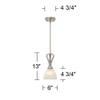 Possini Euro Design Milbury Satin Nickel Silver Mini Pendant Light 6" Wide Modern White Alabaster Glass Shade Fixture for Dining Room House Entryway Bedroom Kitchen Island Hallway High Ceilings view 4