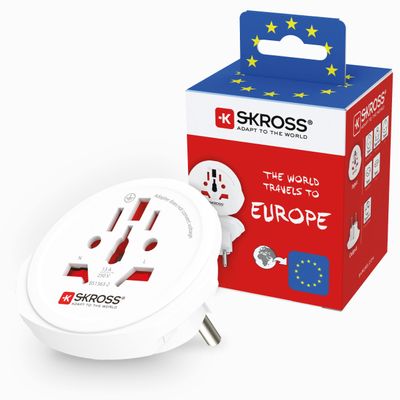 Skross World to Europe Country Travel Adaptor, White