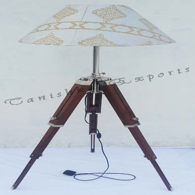 NAUTICAL VINTAGE STYLE TRIPOD FLOOR LAMP ADJUSTABLE WOODEN TRIPOD LAMP STAND
