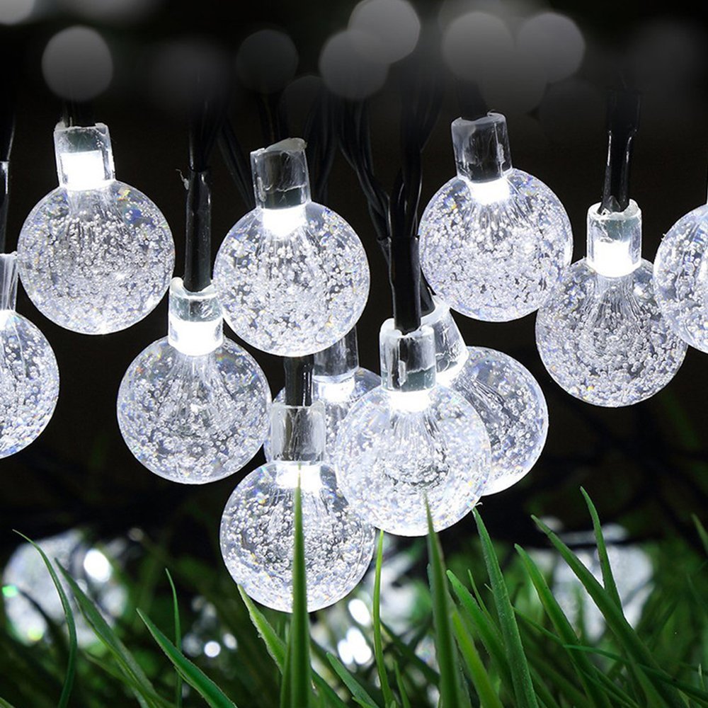 YiCoo Solar String Lights, Solar Powered Bubble Ball Lights 6.5 Meter 30 LED Solar Ball Lanterns Outdoor Garden Lighting Solar Fairy String Lights for House,Yard,Pathway (White)