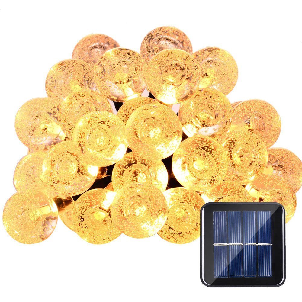 YiCoo Solar String Lights, Solar Powered Bubble Ball Lights 6.5 Meter 30 LED Solar Ball Lanterns Outdoor Garden Lighting Solar Fairy String Lights for House,Yard,Pathway (Warm White)