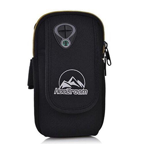 Reflective Strip Unisex Waterproof Sport Arm Bag (Black)