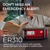 Midland - ER310, Emergency Crank Weather AM/FM Radio - Multiple Power Sources, SOS Emergency Flashlight, Ultrasonic Dog Whistle, & NOAA Weather Scan + Alert (Red/Black) view 4