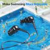 AGPTEK IPX8 Waterproof in-Ear Earphones, Coiled Cable Swimming Earbuds with Stereo Audio Extension Cable, Wired,Black view 2