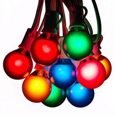 G40 Assorted Satin Pearl Colored String Lights (50 Foot White Wire)