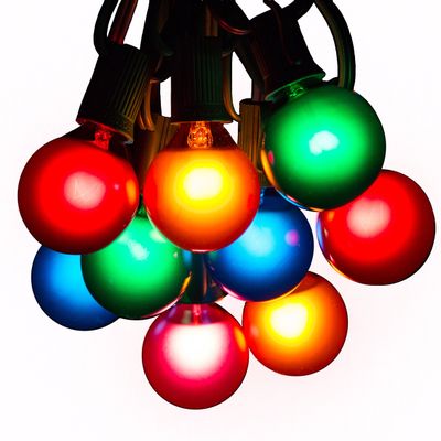 G40 Assorted Satin Pearl Colored String Lights (50 Foot Black Wire)