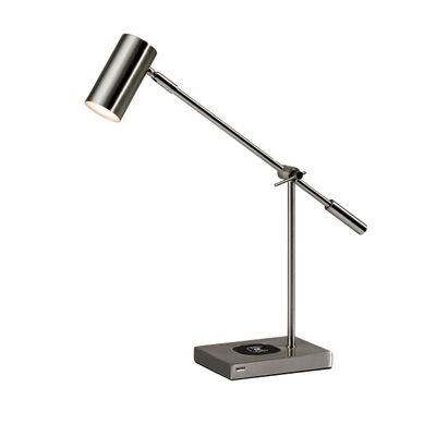 Adesso LED Desk Lamp, Brushed Steel, Wireless Charging, 22.25
