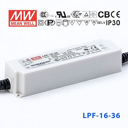 Meanwell LPF-16-36 Power Supply - 16W 36V 0.45A - PFC - IP30