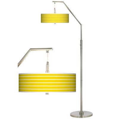 Vivid Yellow Stripes Giclee Arc 71 1/2" Tall Floor Lamp