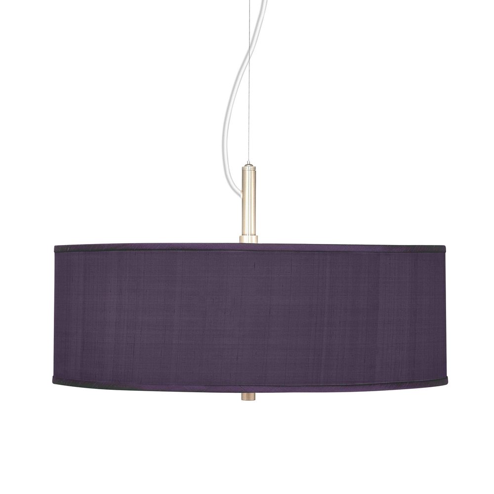 20" Wide Textured Faux Silk Eggplant Purple 3-Light Pendant Light Fixture
