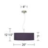 20" Wide Textured Faux Silk Eggplant Purple 3-Light Pendant Light Fixture view 4