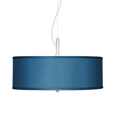 Blue Faux Silk 20" Wide Modern 3-Light Pendant light Light Fixture