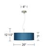Blue Faux Silk 20" Wide Modern 3-Light Pendant light Light Fixture view 4