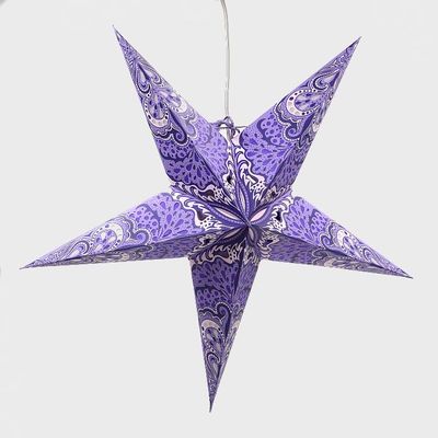 Purple Charm Paper Star Lantern with 12 Foot Power Cord Included