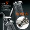Hotel Spa 4-Inch Twin Shower Head Combo, Chrome, 30-Setting Shower Heads, 6-Foot Stainless Steel Hose, Ultra-Luxury, Showerspa view 2