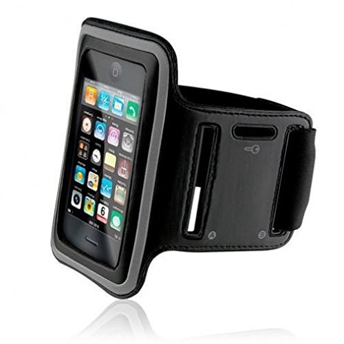 Armband Sports Gym Workout Cover Case Running Arm Strap Band Neoprene Black for T-Mobile ZTE Aspect - Tracfone Alcatel A382G - Tracfone Alcatel Pop Star - Tracfone Huawei Ascend Y